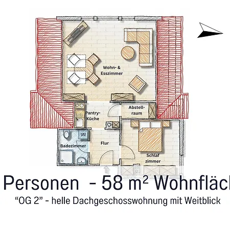 Huus Binnensee Og2 - Dachwohnung Mit Wasserblick - Lesesessel & Wlan - Fuer Paare - Ruhige Lage - Suedstrand 5 Min Mit Rad Apartment Fehmarn